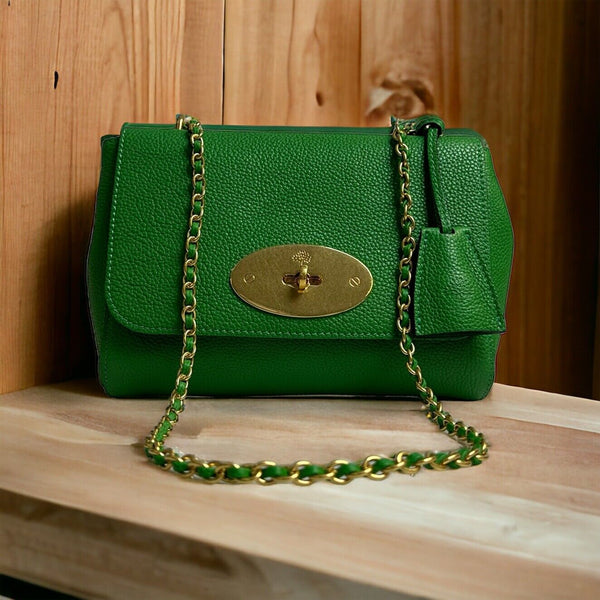 Authentic Mulberry Ladies Lily Classic Small Grain Chain bag HH3291 in  Green