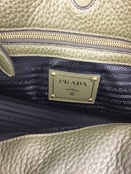 PRADA 1BG100 Militare Vitello Daino Embossed Leather Tote