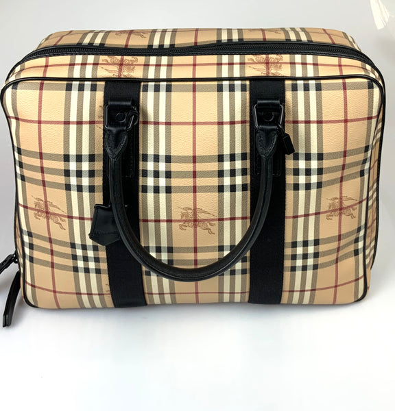 Pre-loved Burberry 3730177 Vintage Check and Leather Carry On Weekend Bag