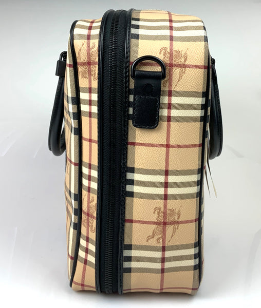 Pre-loved Burberry 3730177 Vintage Check and Leather Carry On Weekend Bag