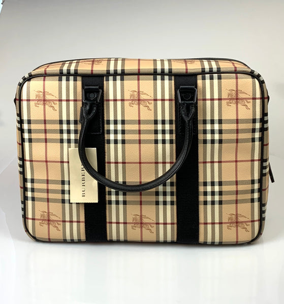 Pre-loved Burberry 3730177 Vintage Check and Leather Carry On Weekend Bag