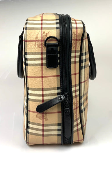 Pre-loved Burberry 3730177 Vintage Check and Leather Carry On Weekend Bag