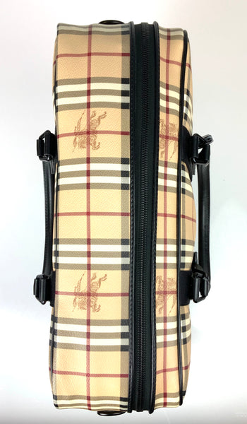 Pre-loved Burberry 3730177 Vintage Check and Leather Carry On Weekend Bag