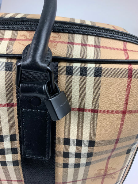 Pre-loved Burberry 3730177 Vintage Check and Leather Carry On Weekend Bag