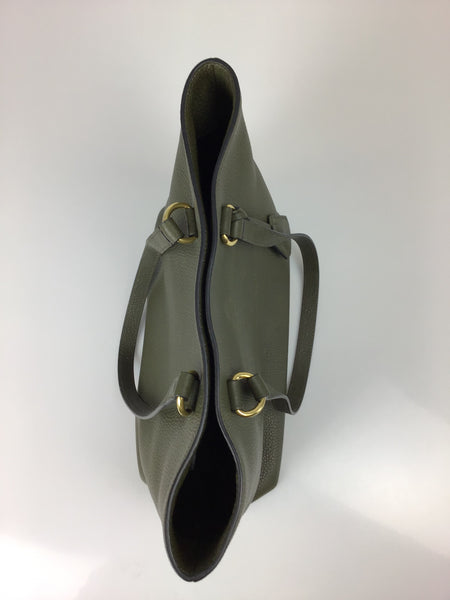 PRADA 1BG100 Militare Vitello Daino Embossed Leather Tote