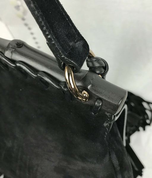 Pre-loved Gucci 347099 Black Suede Leather Nouveau Fringe Shoulder Bag